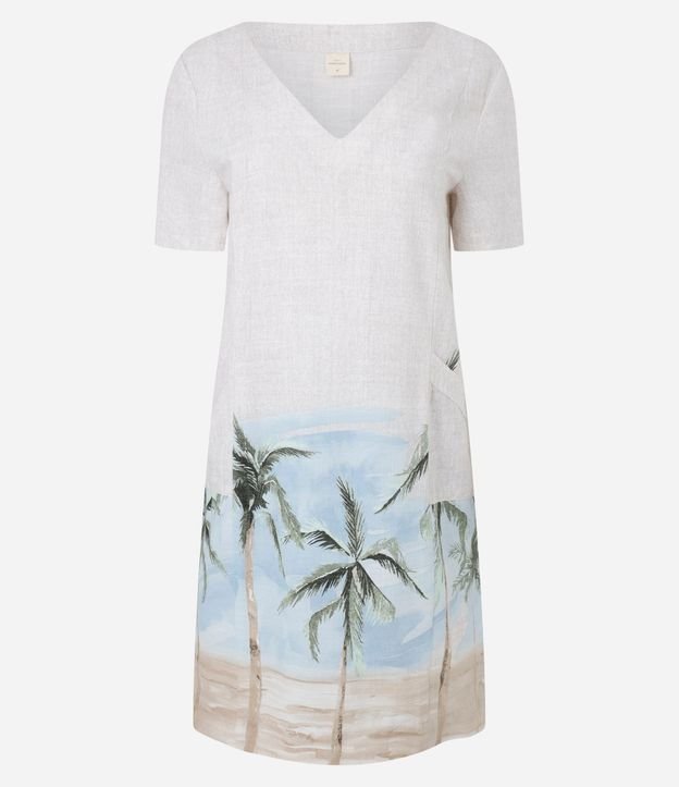 Vestido T-Shirt en Viscolino con Estampa Paisaje y Palmeras 6