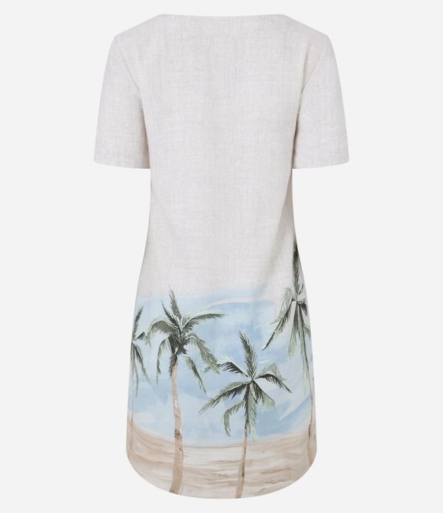 Vestido T-Shirt en Viscolino con Estampa Paisaje y Palmeras 7