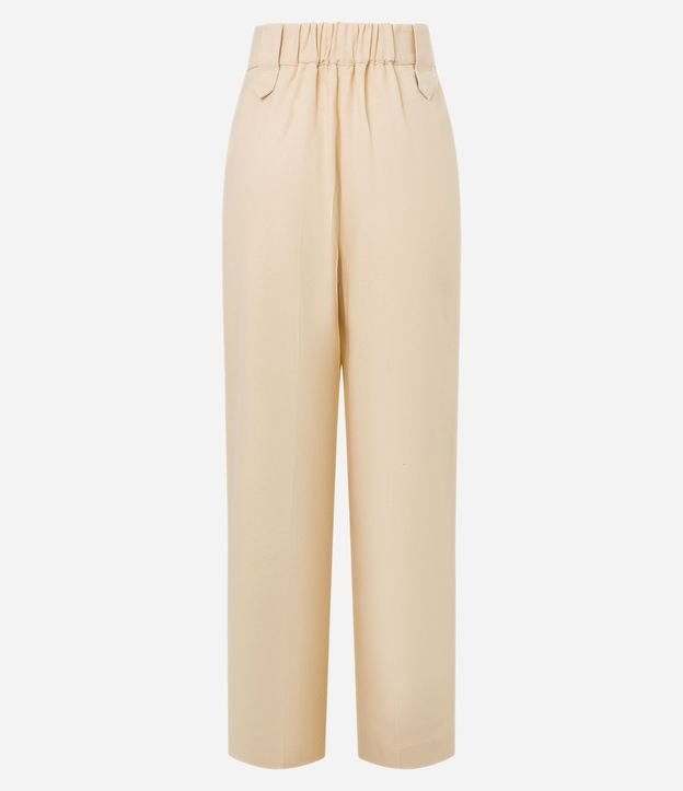 Pantalón Wide Leg Cintura Alta con Lino y Cinturón Elástico 7