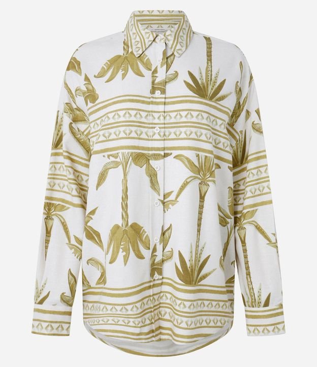 Camisa en Viscolino con Estampa Étnica Palmeras