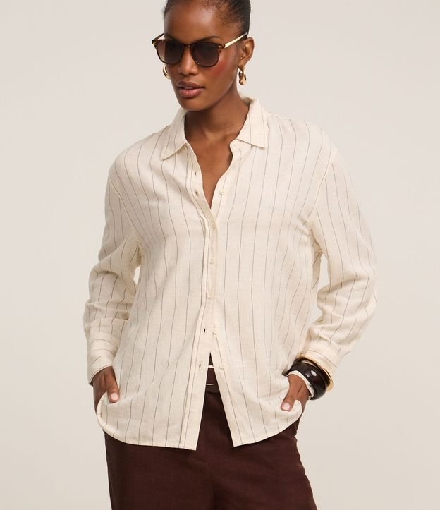 Camisa con Estampa Rayas a Hilo Teñido