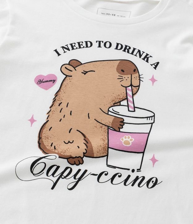 Remera Infantil con Estampa Carpincho Capyccino - Talle 5 a 14 años 4
