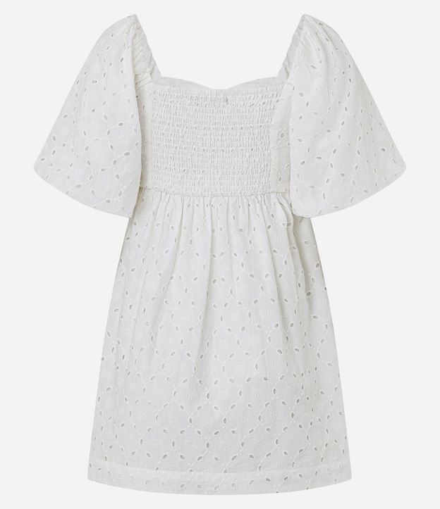 Vestido Corto en Laise con Bordado de Caracolas y Manga Abullonada 8