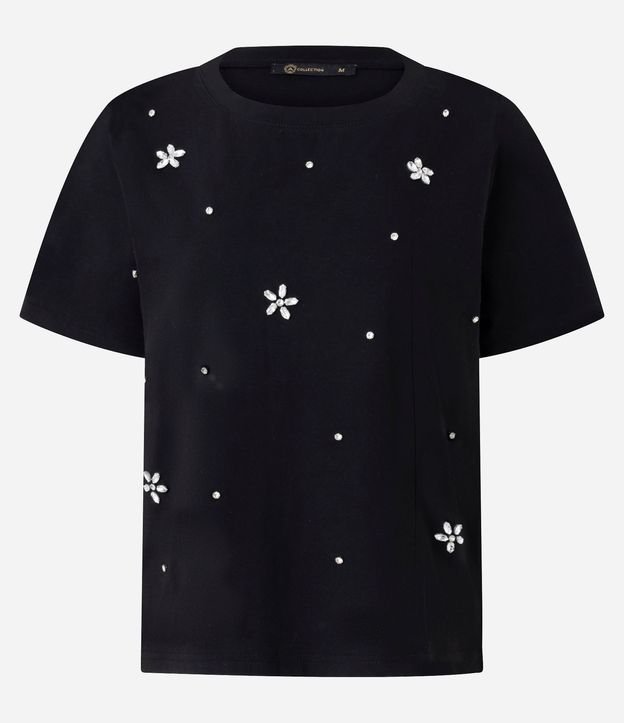 Blusa en Algodón con Flores de Strass
