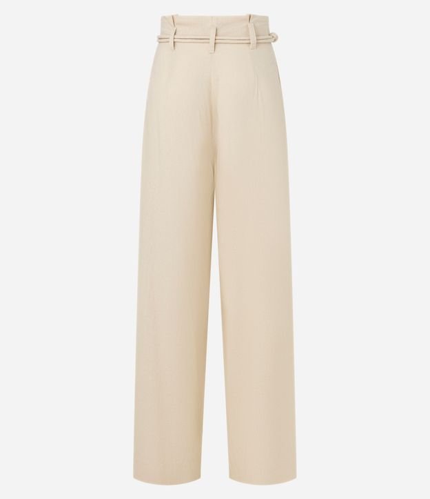 Pantalón Pantalona en Viscolino con Cinturón de Cordas con Hebilla de Adornos 7