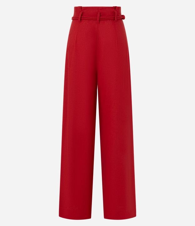 Pantalón Pantalona en Viscolino con Cinturón de Cordas con Hebilla de Adornos 8