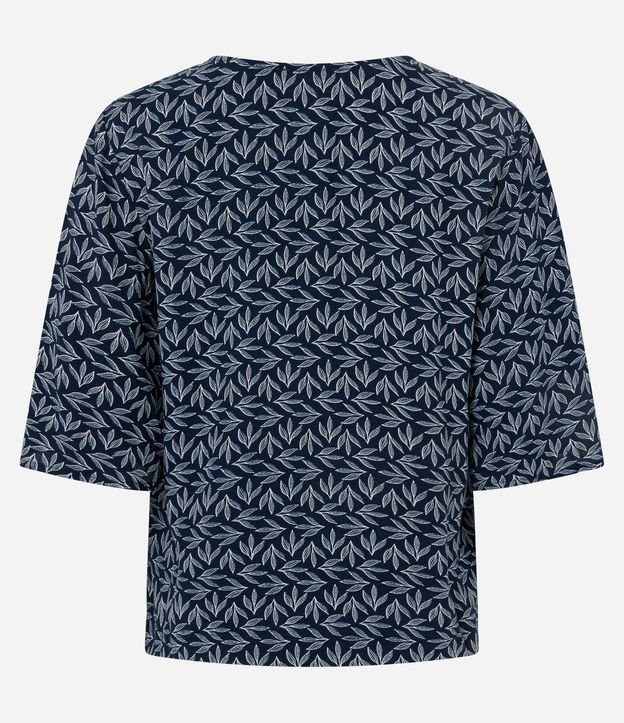 Blusa Bata en Viscosa con Abalorio en el Escote y Estampa Follaje 7