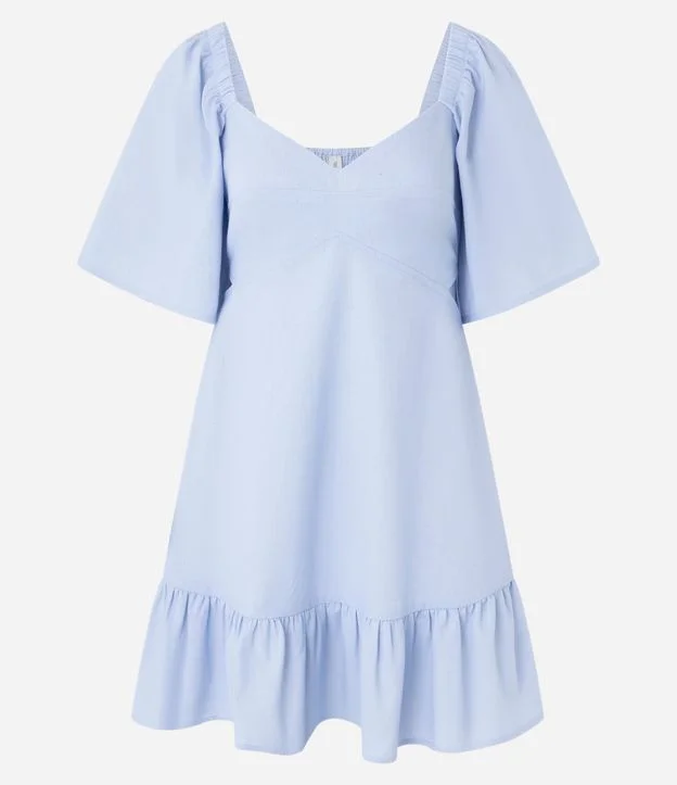 Vestido Evasê corto en Viscolino con Recorte Cutout en la Cintura