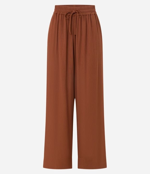 Pantalón Recto Fluida en Cambraia con Cintura Elástica