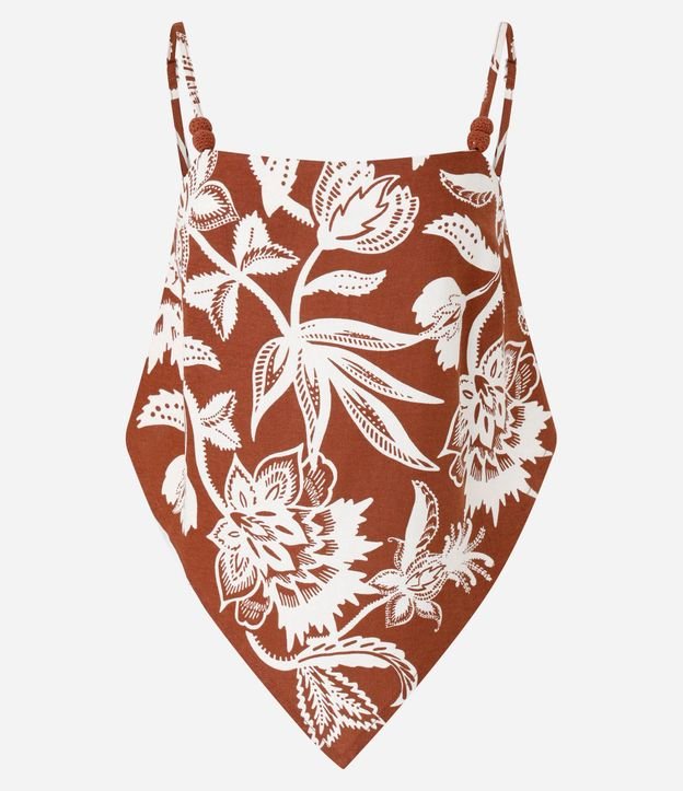 Blusa en Viscolino con Estampa Floral y Bajo con Punta 7