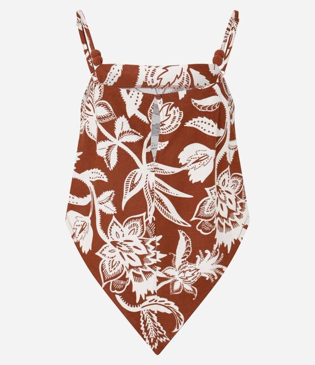 Blusa en Viscolino con Estampa Floral y Bajo con Punta 8