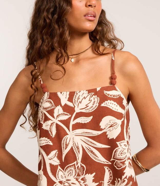 Blusa en Viscolino con Estampa Floral y Bajo con Punta 5