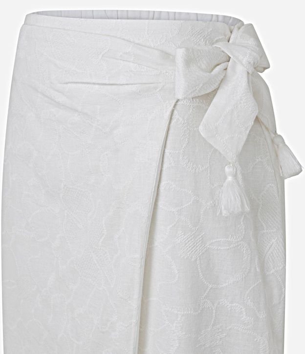Pollera Recta Midi en Laise con Lazo y Bordados 6