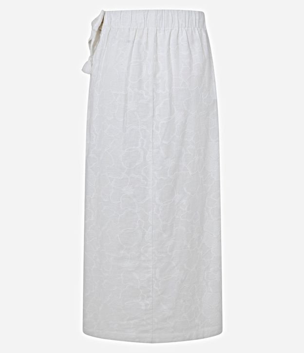Pollera Recta Midi en Laise con Lazo y Bordados 7