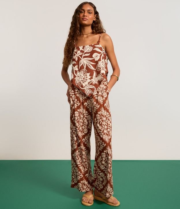 Pantalón Pantalona en Viscolino con Estampa Floral 5