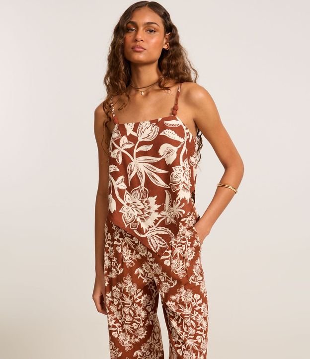 Pantalón Pantalona en Viscolino con Estampa Floral 2
