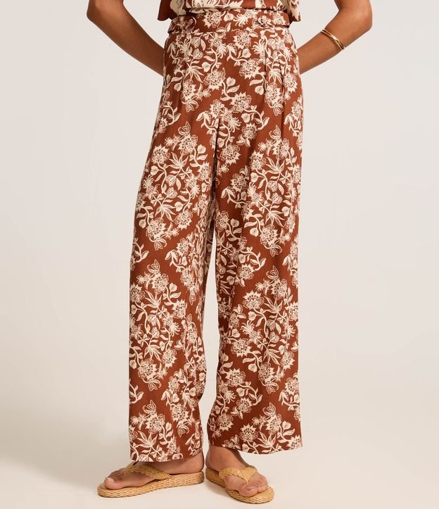 Pantalón Pantalona en Viscolino con Estampa Floral 3