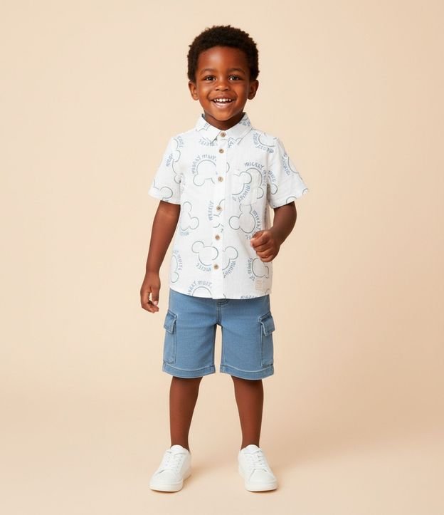 Camisa Infantil con Icono de Repetición Mickey - Talle 1 a 6 años
