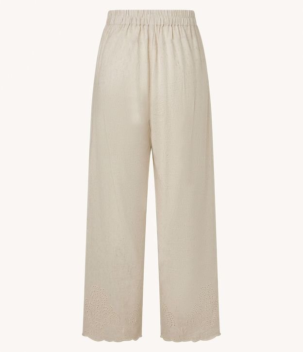 Pantalón Recto en Viscolino con Textura de Palmeras en la Bajo Nube 9