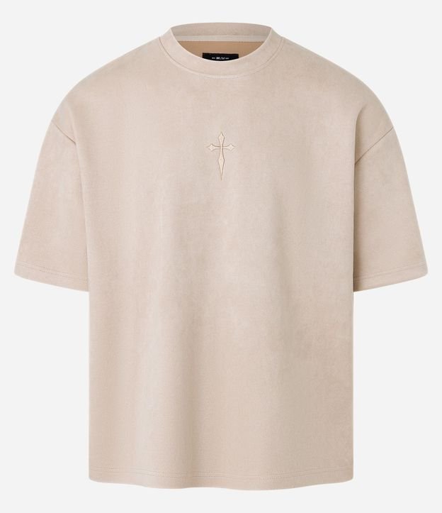 Remera Oversized en Gamuza con Bordado de Cruz Al Frente 7