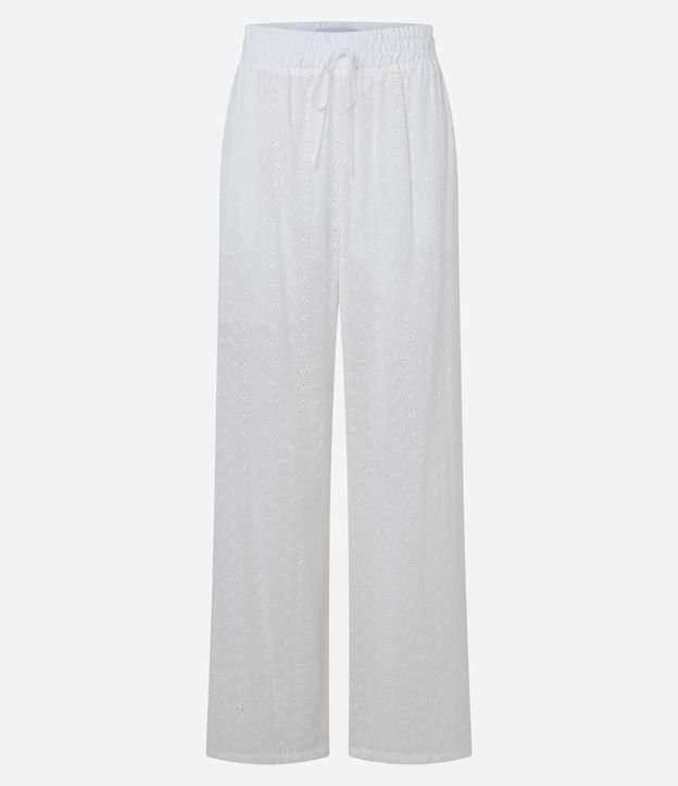 Pantalón Recto en Laise con Textura de Perforaciones y Cintura Elástica 5