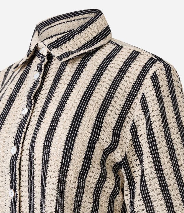 Camisa Corta con Textura y Rayas 7