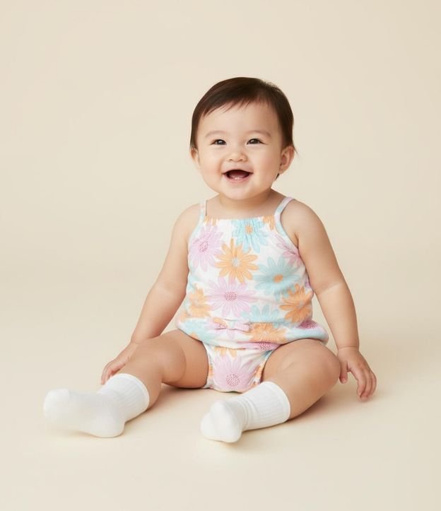 Enterito Infantil con Estampa Floral - Talle 0 a 18 Meses