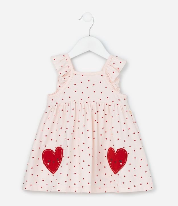 Vestido Infantil con Estampa de Corazones con Bombacha - Talle 0 a 18 meses 3