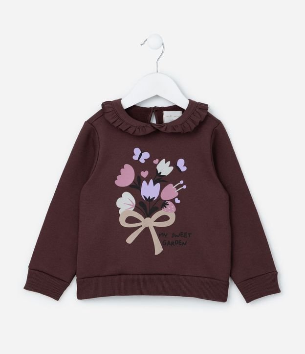 Saco Infantil con Volado y Estampa Flores - Talle 1 a 6 años 2