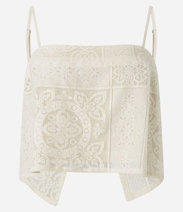 Blusa Cropped con Lazo en la Espalda y Estampa Guipire Floral 6