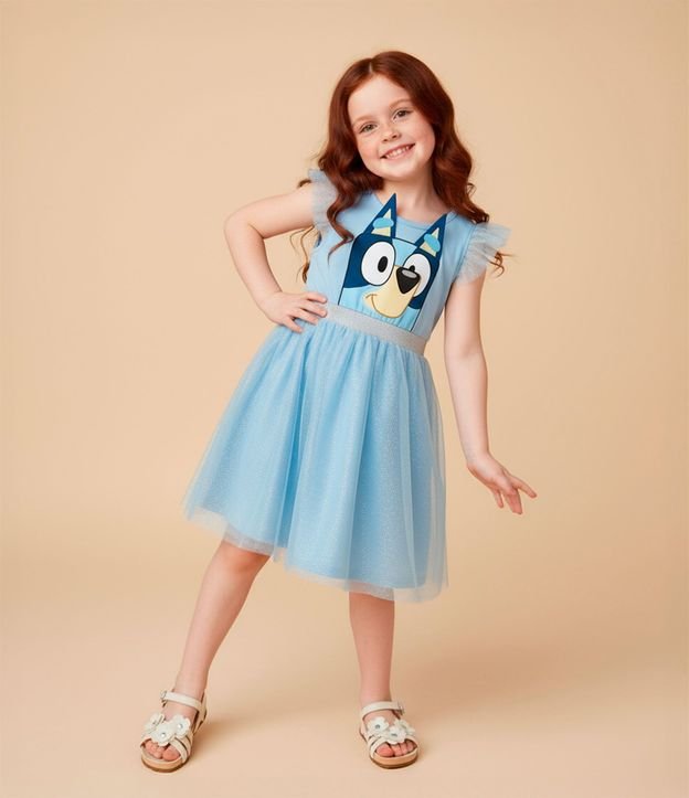 Vestido Infantil en Tule con Estampa Bluey - Talle 1 a 5 años 1