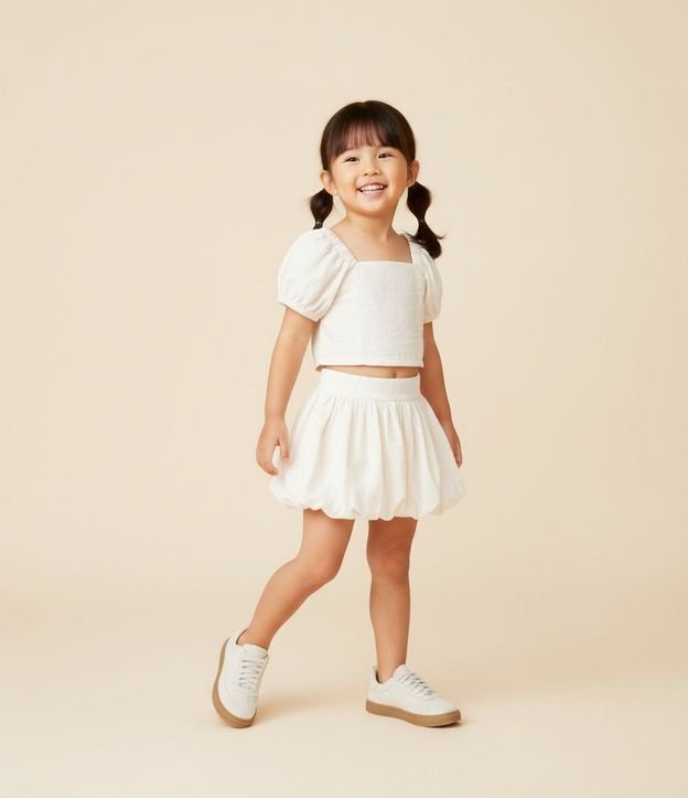 Blusa Cropped Infantil con Textura Floral - Talle 1 a 6 años