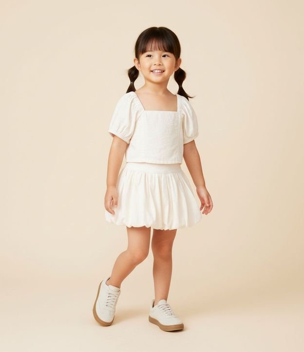Pollera Infantil Balonê con Bordado Floral - Talle 1 a 6 años 1