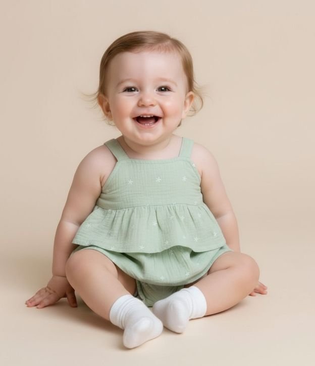 Conjunto Infantil en Tricolina con Bordado Floral - Talle 3 a 18 Meses 1