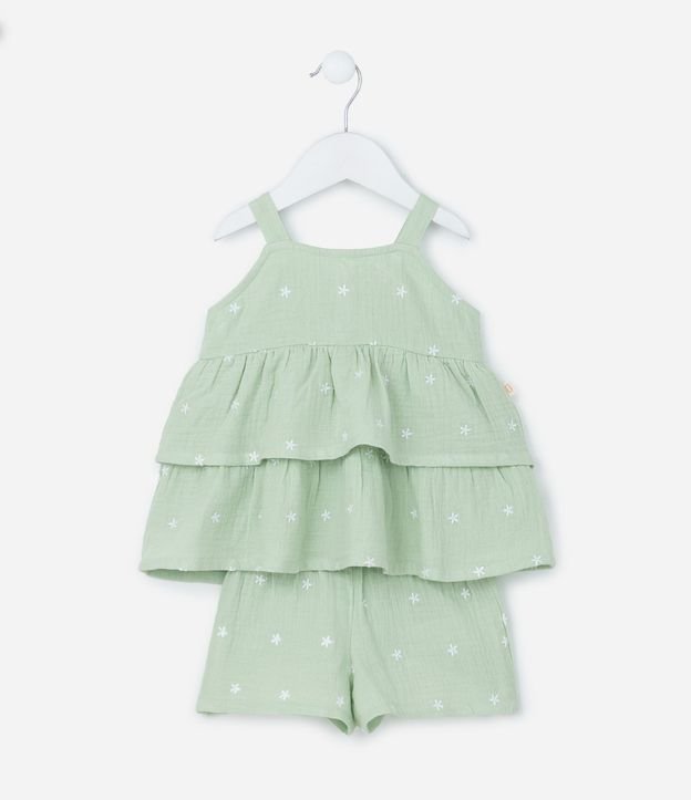 Conjunto Infantil en Tricolina con Bordado Floral - Talle 3 a 18 Meses 2
