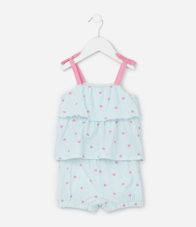 Conjunto Infantil con Estampa de Rayas y Corazones - Talle 0 a 18 Meses