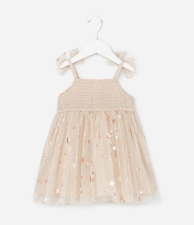 Vestido Infantil con Tule de Estrellas y Bombacha - Talle 3 a 18 Meses 4