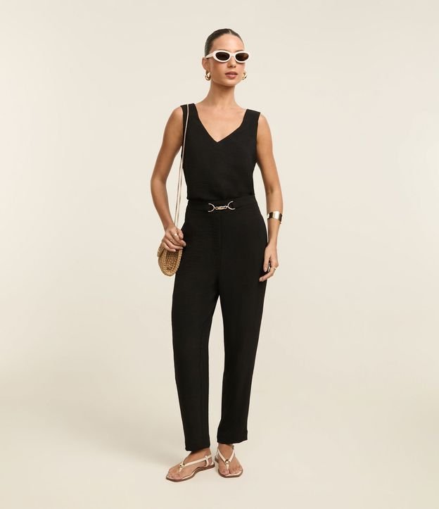 Pantalón Carrot Airflow con Cintura Elástica y Adorno Metalizado