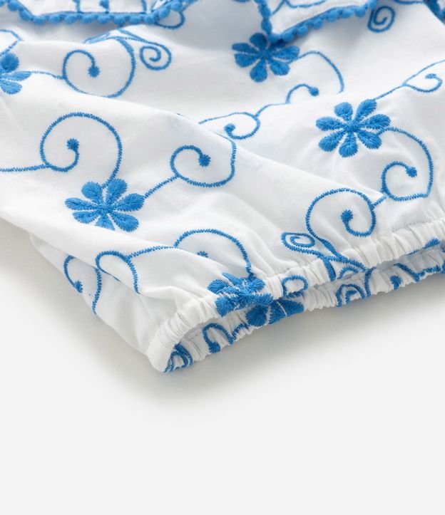 Blusa Cropped Infantil Hombro Único con Estampa Bordada - Talle 5 a 14 años 5