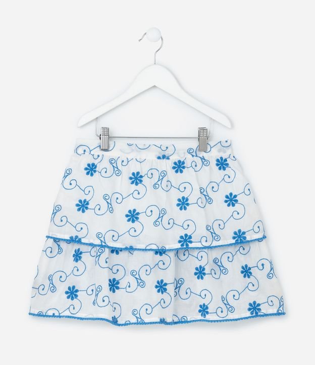 Pollera Infantil en Laise con Volados Bordados - Talle 5 a 14 años 2