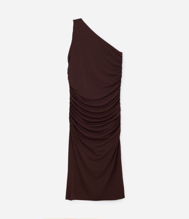Vestido Midi Hombro Único y Fruncido Lateral Curve & Plus Size