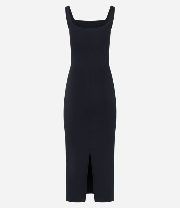Vestido Midi Musculosa y Punto Roma con Escote Cuadrado 9