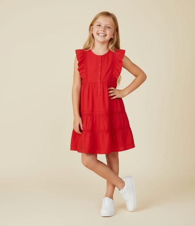 Vestido Infantil con Detalles en Encaje - Talle 5 a 14 años