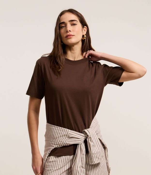 Remera en Algodón con Cuello Redondo