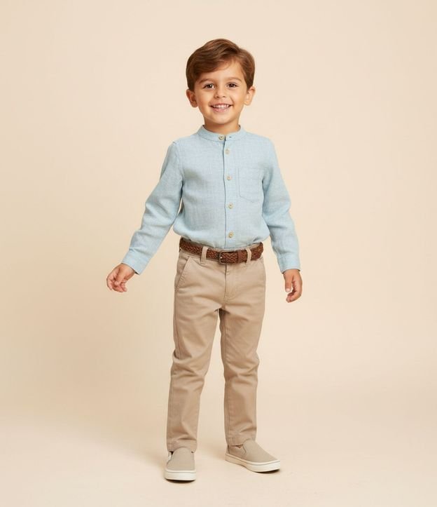 Camisa Infantil con botones Contrastantes y Bolsillo - Talle 1 a 6 años