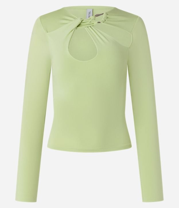 Blusa de Microfibra con Escote Distintivo y Ribete Delantero