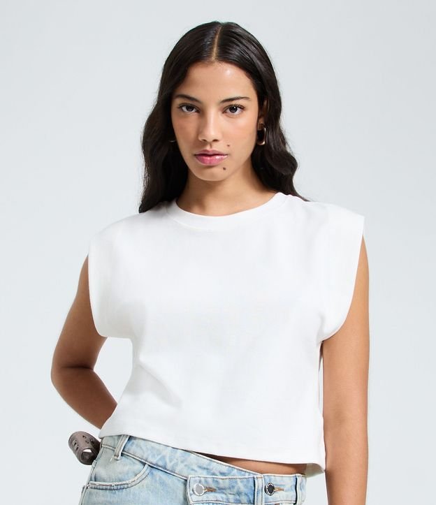 Blusa en Rib sin Manga Hombrera
