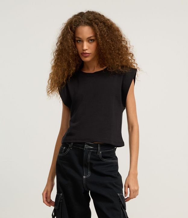 Blusa en Rib sin Manga Hombrera