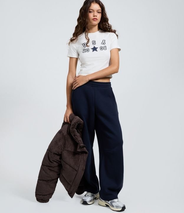 Blusa Baby Look en Algodón con Estampa USA 2