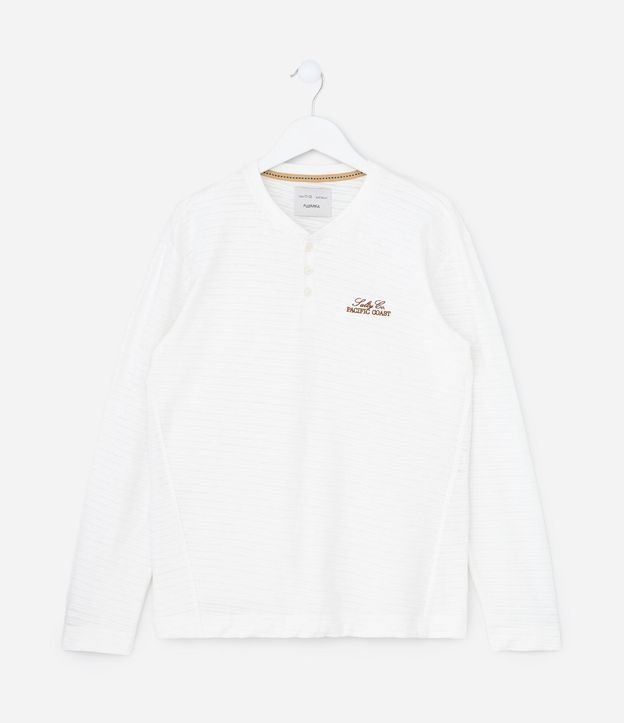 Remera Infantil Henley en Algodón con Bordado - Talle 5 A 14 años